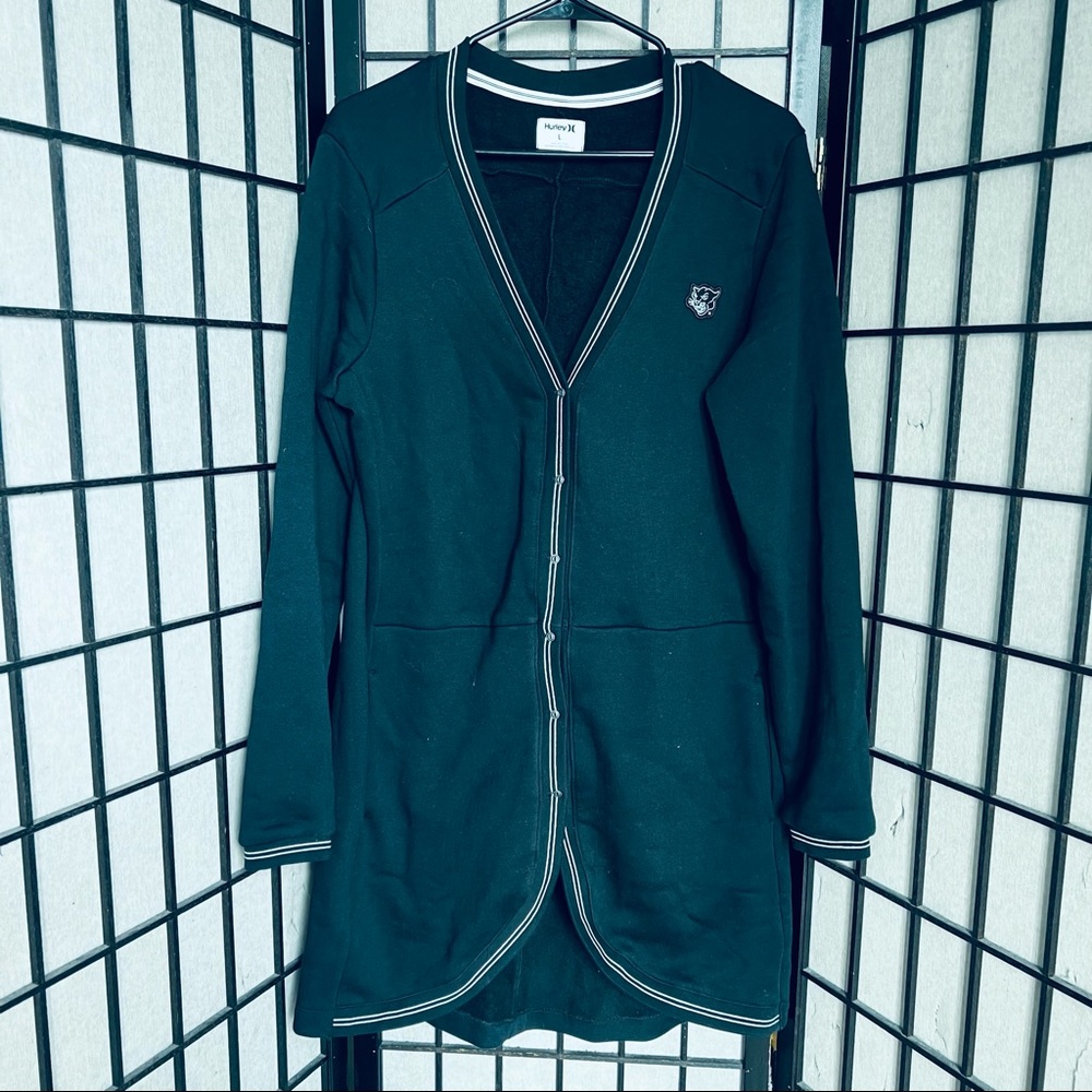 Hurley black cardigan fleece tunic sz L